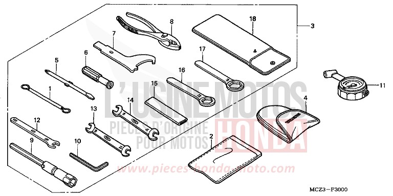 OUTILS de Hornet 900 DEGITAL SILVER METALLIC (NHA30) 2007